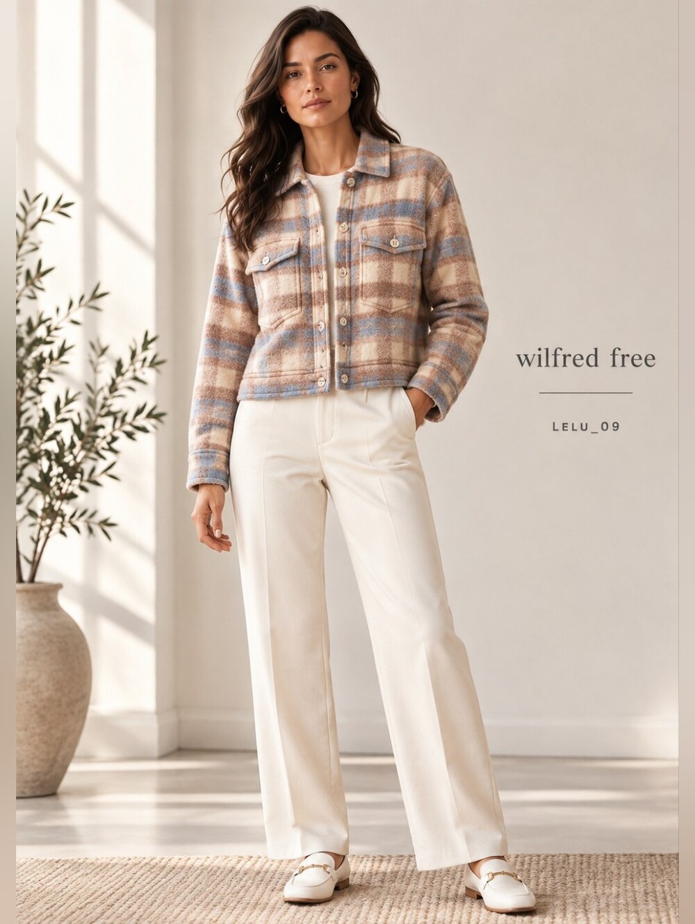 Aritzia Wilfred Free Autumn Plaid Wool Jacket L